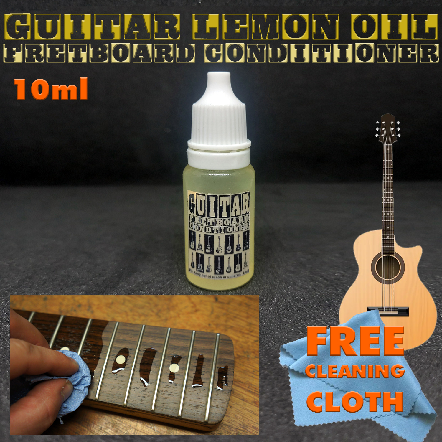 Lemon Oil for Guitar Fretboard (Conditioner for Fretboard and other Wood  Parts of your Guitar) Cleaner ; Wood maintenance